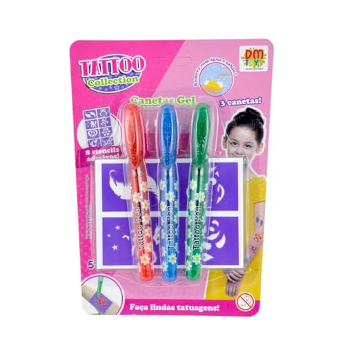 Tattoo Collection com Caneta, 11 peças, Dm Toys