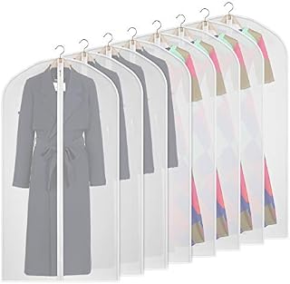Syeeiex 8 Pcs 50" Suit Bags for Storage Waterproof Dustproof PEVA Garment Cover