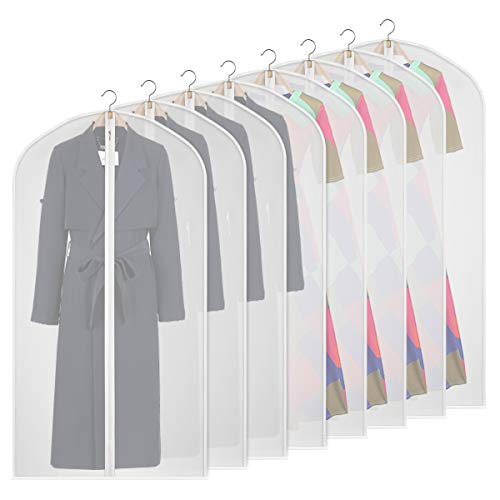Syeeiex 8 Pcs 50" Suit Bags for Storage Waterproof Dustproof PEVA Garment Cover