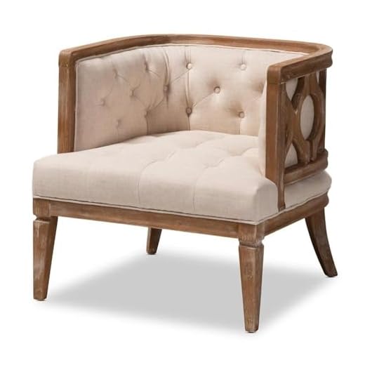 French Provincial Beige Accent Barrel Chair