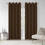 VEHEDE 96 Inch Drop Blackout Curtains for Living Room, Soft Thermal Insulated Extra Long Curtains for Bedroom, Eyelet Curtain for Sliding Door, W55 x L96 Inch, Brown, 2 Panels
