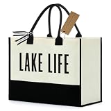 FORBIDDEN PAPER Travel Lake Life House Gifts Tote Bag Beach Tote Lake Lovers Gift Summer Travel Lover Gifts for Women Summer Vacation Grocery Shopping Bag