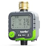 RAINPOINT Ordenador de riego con 3 Planes de riego Independientes, operación Simple, Doble conexión para Sensor de Lluvia y Panel Solar, función de retardo de Lluvia, IP65 Resistente al Agua