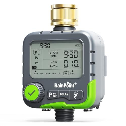 RAINPOINT Ordinateur d'irrigation avec 3 Plans d'arrosage indépendants, Utilisation Facile, Double connecteurs pour capteur de Pluie et Panneau Solaire,...