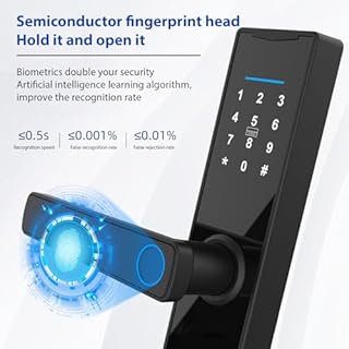 Splenssy Tuya Serrure de porte intelligente à empreintes digitales, serrure de porte intelligente en alliage d'aluminium, déverrouillage des empreintes digitales/cartes/clé/code