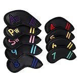 Yuikome de 9 fundas de golf con número de fundas de neopreno para golf y palos de golf, color negro