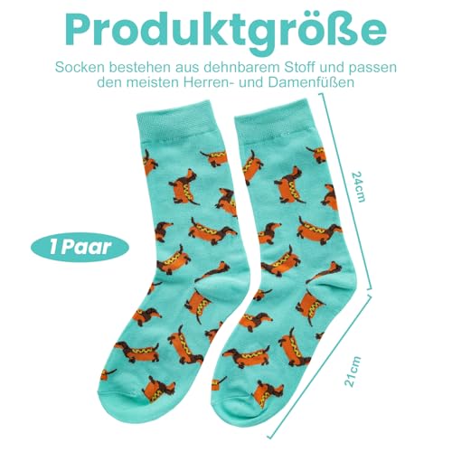 1 Paar Dackel Socken Lustige Socken für Männer und Frauen Dackel Geschenk Lustig Design Baumwolle Socke Casual Mode Atmungsaktiv Witzig Bunt Unisex Einheitsgröße