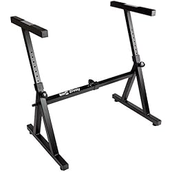 1 of RockJam RJZZ363 Z Style Keyboard Stand, Heavy Duty & Height Adjustable | Heavy duty Z style keyboard stand, height and width adjustable for digital pianos, stage pianos and MIDI controllers