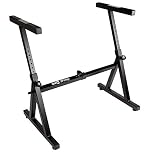 RockJam Z Frame Keyboard Stand Heavy Duty Adjustable – Professional Digital Piano Stand with High Load Capacity, Stable Z Style Design, Includes Lessons, Anti-Slip Feet for Stage & Studio Use