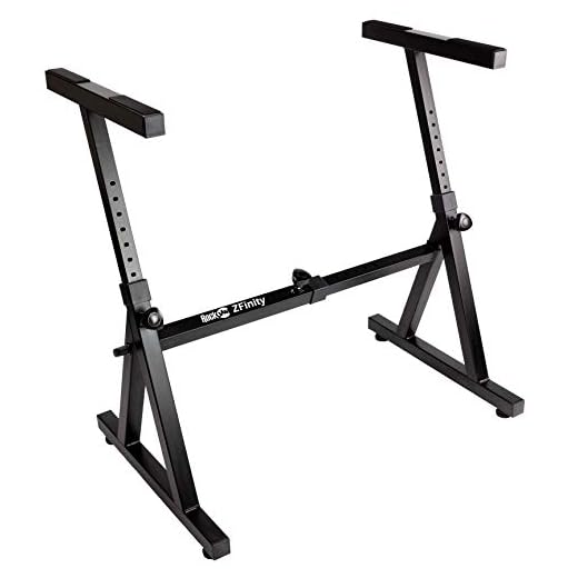 RockJam Soporte de teclado Alta Rezistencia en forma de Z para pianos digitales y teclados electrónicos - Negro