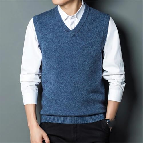 Men's Wool Knitted Sweater Vest V-Neck Business Casual Solid Color Sleeveless Pullover Tops2