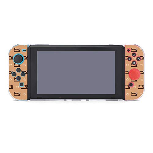 SUPNON Switch Case Compatible with Nintendo Switch Games Protective Hard Carrying Cover Case for Nintendo Switch Console Joy Con Controlle - Sewing Machine Pattern Brown Design13556