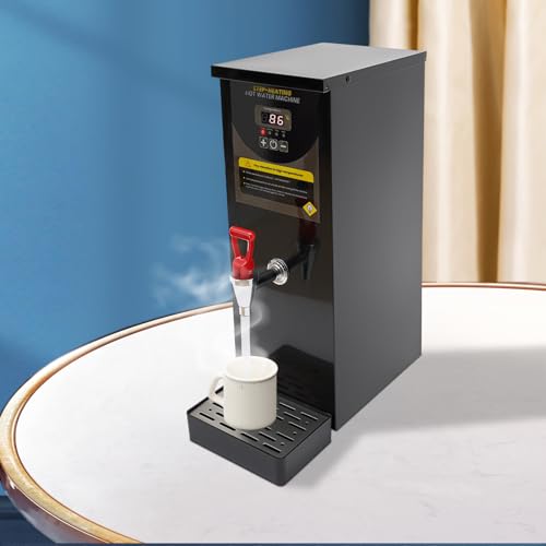 Electric Water Boiler 110V 2000W Commercial Hot Water Dispenser with Faucet Digital Display Screen Modern Electric Water Boiler Machine Rapid Heating 8L/2.11Gal for Restaurant Home Office (Black)