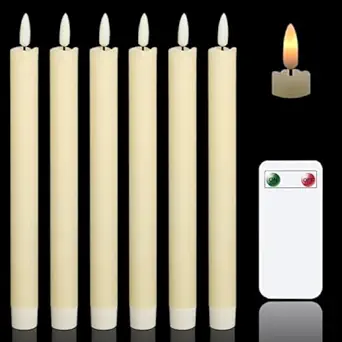 BESTOTTAM LED Candles Taper Candles 3D Flameless Candles Battery Operated Candle Lights LED Long Candles for Table Christmas Birthday Party Wedding Home Church Decoration with Remote-6 Pics