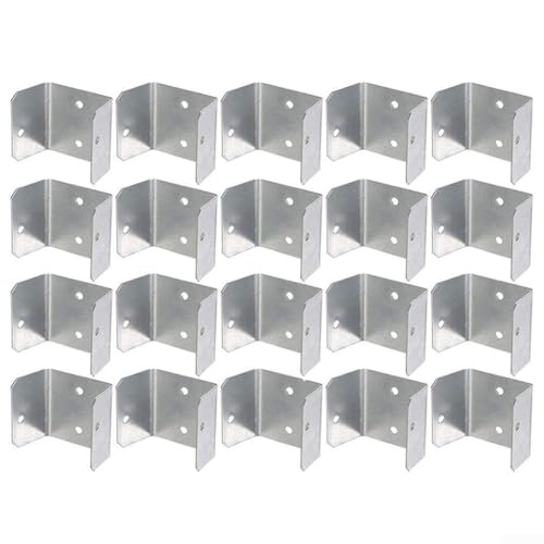 Paquete de 20 clips de enrejado en acero galvanizado para sujetar de forma segura paneles de valla a postes de madera (50)