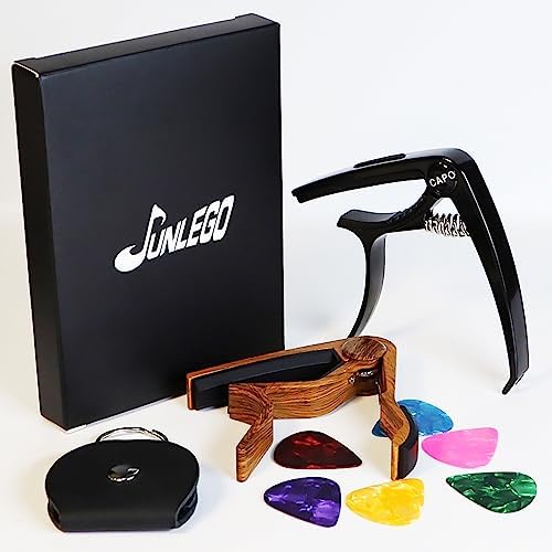 Guitar Capo, 2 Pack Different Capo For Acoustic Electric Guitar Ukulele, With 6 Picks And Picks Holder-Junlego