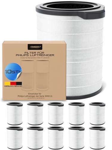 Comedes Kombi- Filter kompatibel mit Philips AC3033/ 10, AC3036/ 10 Luftreiniger (Series 3000i), einsetzbar statt Philips FY3430/ 30 NanoProtect (10 Stück)