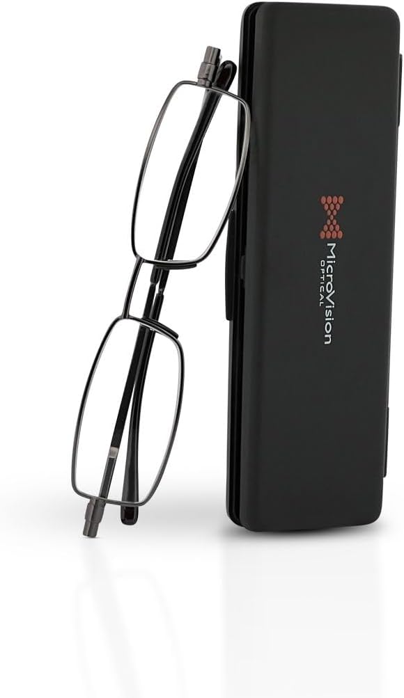 Flat Folding Reading Glasses With Compact Case For Women and Men, Slim, Foldable Frame Eyeglasses