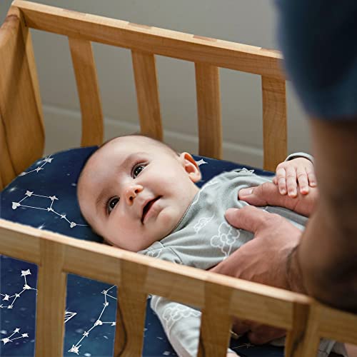 Image of JumpOff Jo - 2-Pack Hypoallergenic Fitted Bassinet Sheet for Baby Boys & Girls - Rectangular, Hourglass & Oval Crib Compatible, Soft, Breathable, Machine Washable (Galaxy and Mama Bear)