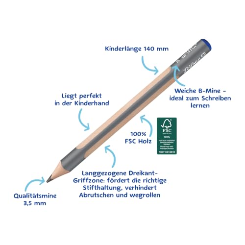 Dreikant-Bleistifte aus Holz mit Minenstärke B im Set von zwei Stück – Bild 1