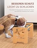 Vantic Hundenapf erhöht mit Ständer, Hundebar höhenverstellbar Futternapf für große und extra großer Hunde, haltbar Futterbar Futterstation Bambus mit 2 Edelstahlnäpfen und Rutschfesten Füßen