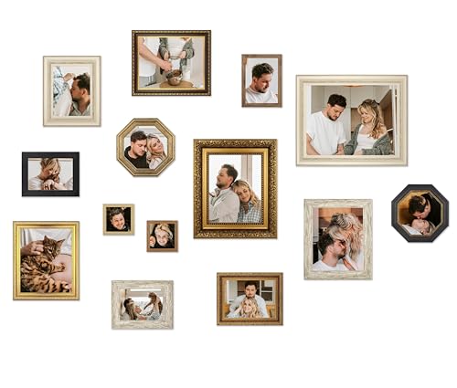 14 Piece Assorted Vintage Gallery Wall Frame Set - Different