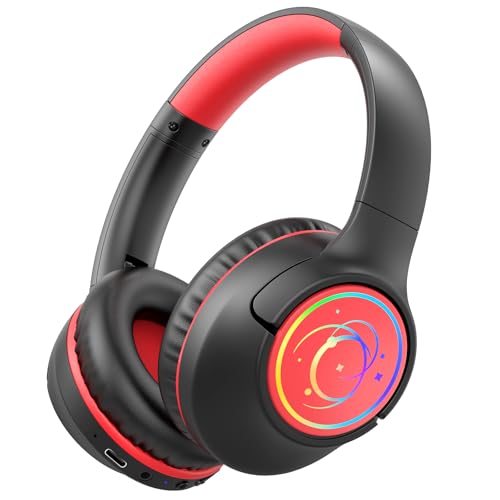 Image of Kids Bluetooth Headphones, 85H Wireless Headphones for Kids, Colorful LED Lights, 85 /94dB Safe Volume Limit, Bluetooth 5.4, Over Ear Toddler Headsets with Built-in Mic for Tablets Airplane,Black