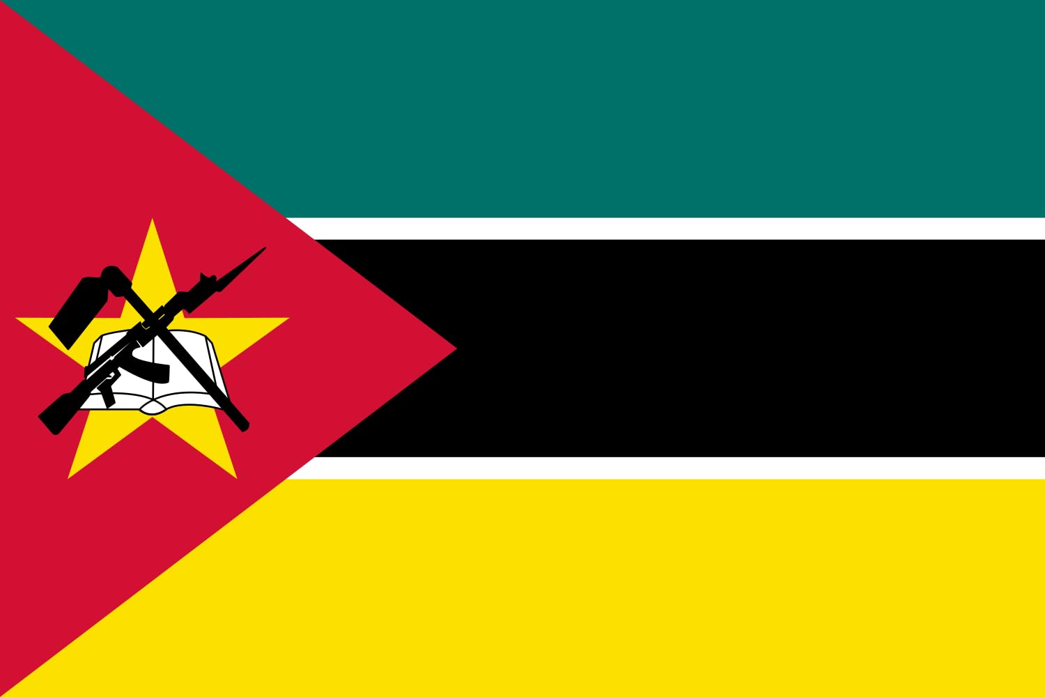 Drapeau Large Mozambique pavillon paysage 1.5m² aux finitions renforcées