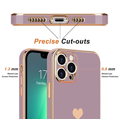 Teageo for iPhone 13 Pro Case Cute Heart Pattern for Women Girls Slim Luxury Bling Plating Soft TPU Anti-Scratch Shockproof Bumper Phone Case for iPhone 13 Pro - Image 3