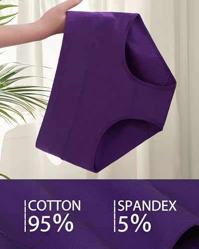 Redoll Women's Cotton Underwear High Waisted Ladies Panties Soft Full Coverage Briefs 5 Pack Multicolor — view 5