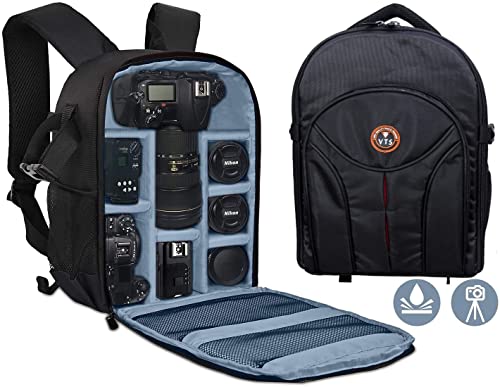 Image of VTS DSLR Camera Bag - Waterproof Backpack & Shoulder Carry Case for Camera, Lens, Tripod & Accessories