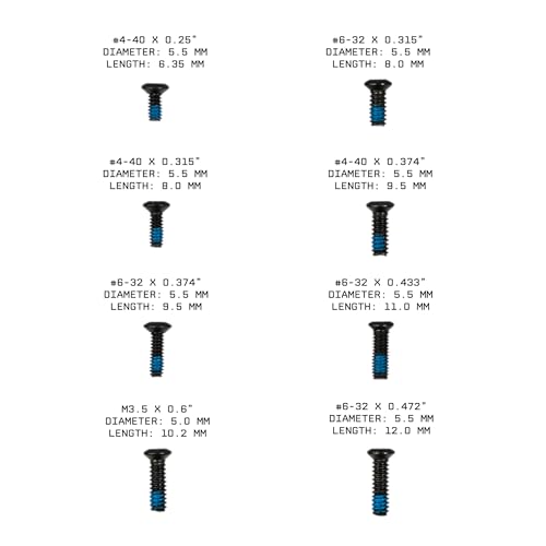 Monstrum RMR Red Dot Screw Variety Pack | Includes #6-32 Screws, #4-40, and M3.5 for Compatibility with Glock 17/19/26/34 MOS/Brownell's and Other Aftermarket Slides/RMR Picatinny Adapters