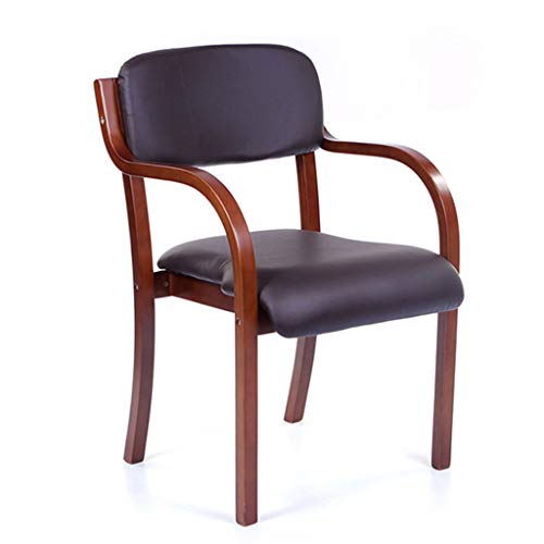 Chaise d'appoint/de Salle à Manger avec accoudoirs Chaises de réception en Bois de Noyer Empilable Home Office Restaurant Accent Desk Chair, Siège en Cuir PU, Noir, Blanc, Marron