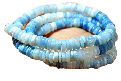 Perles opale indienne bleue lisses en pneu 13 pouces pour création bijoux DIY BDSSTR-03000
