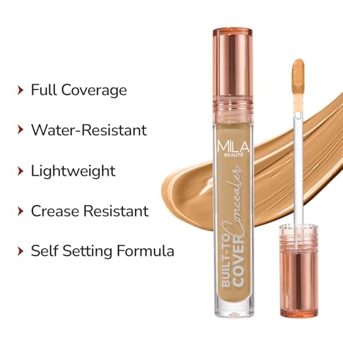 Image of Mila Beaute Built to Cover Liquid Concealer for Women With Spf & Hyaluronic Acid| Full Coverage Matte Finish Concealer for Dark Circles | Easily Blendable & Waterproof Formula| Suitable for Indian Skin Tones - 106Y Golden Sand