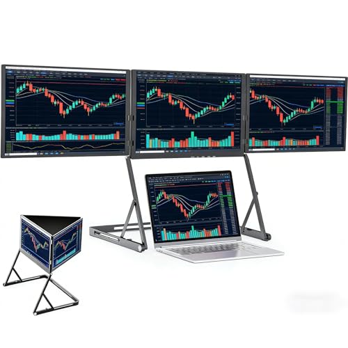 Image of 15.6 inch Portable Laptop Screen Extender - 1080p FHD Tri-Fold Monitor, USB-C /HDMI & Play, 360 Rotatable Stand, Adjustable Viewing Angles, Compatible with Windows & macOS