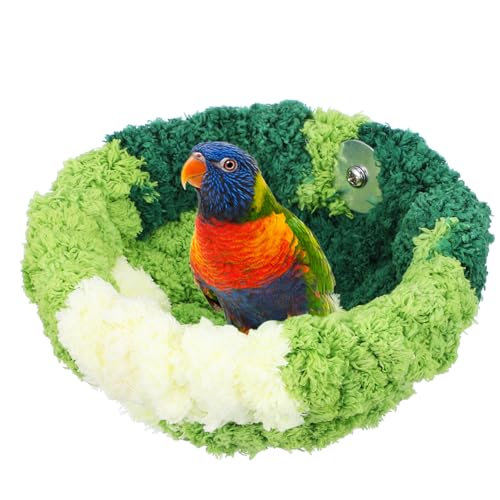 Image of GANAZONO Cozy Plush Parakeet Nest for Cage Winter Bed - Soft Warm Bird Sleeping Hut for Parrots Lovebirds Cockatiels Conures Small Pets 6.69X6.69X3.93In