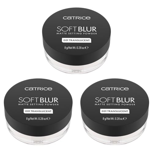 Catrice Soft Blur Matte Setting Powder, Nr. 001, Transparent, langanhaltend, mattierend, porenverfeinernd, transluzent, matt, vegan, ölfrei, ohne Parfüm, ohne Alkohol, 3er Pack (3x8g)