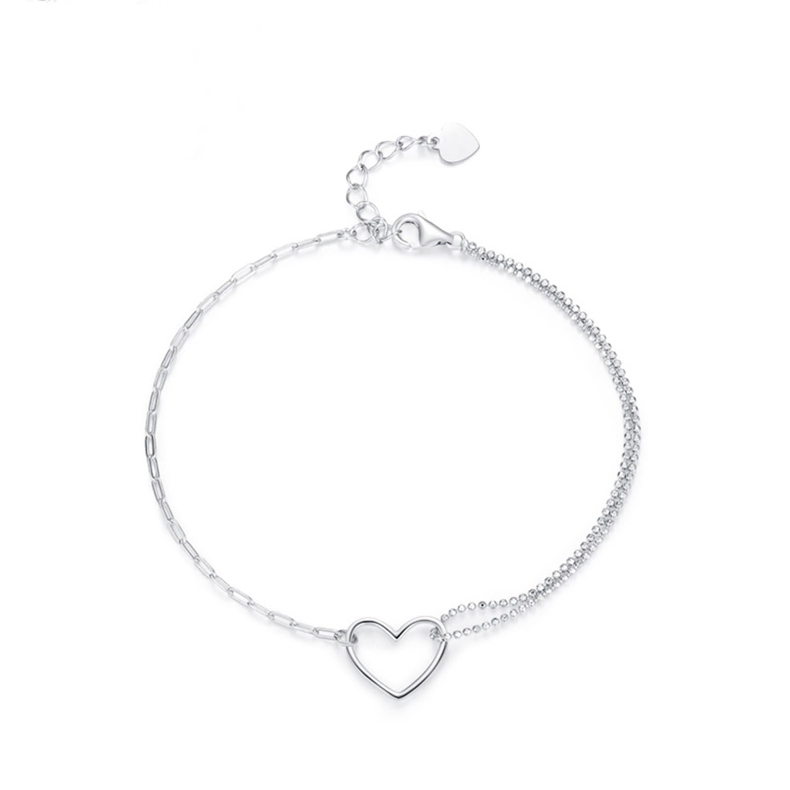 Armband Silber Frauen, Armband Damen Vintage Herz Silber Pt950 und Weißgold Geschenk Damen