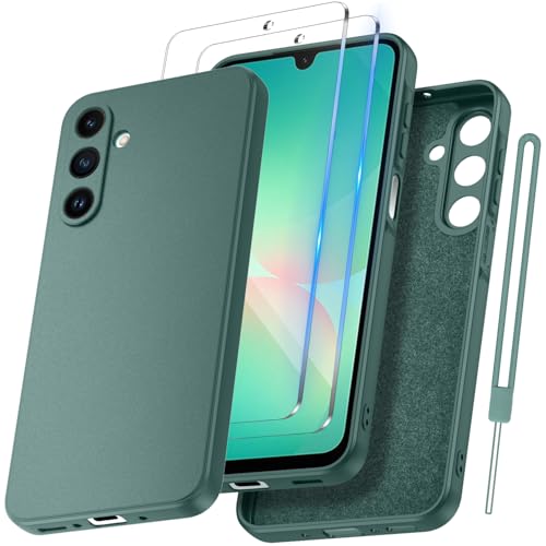 COPIKE Funda para Samsung Galaxy A26 5G con Protección de La Cámara y 2 Piezas Cristal Templado, Carcasa Antigolpes Delgada Suave TPU Silicona, Verde