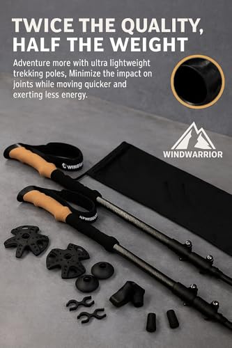 Image of Carbon Pro Trekking Poles - Ultra-Light, Durable, Adjustable Hiking Poles for Men & Women - Telescopic Walking Sticks - Includes Travel Bag & Accessories (Pack-2)