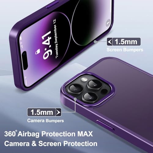 Image of mobistyle Designed for iPhone 14 Pro | Matte Military Grade Shockproof | Camera Protection Back Cover Case for iPhone 14 Pro (Purple)