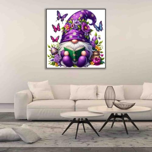 Image of Gnome Stamped Cross Stitch Kits for Adults Beginner,Butterfly Counted Cross Stitch Kits Printed Stitching Cute Patterns Dimensions Needlepoint Art Crafts Embroidery Kits for Adults Beginners