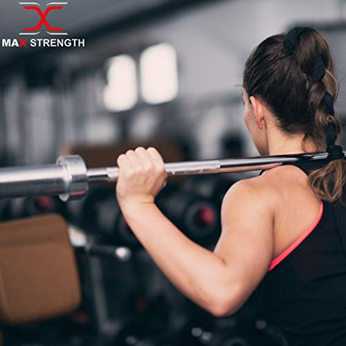 MAXSTRENGTH Olympic 2" Barbell Bar With Spring Lock Collars ideal for Weight Lifting Bodybuilding Chrome Mens Workout Fitness Training Heavy Duty Exercise Equipments (4ft) - Image 7