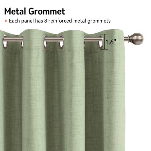 Image of 100% Blackout Shield Linen Textured Total Blackout Curtains for Bedroom 84 Inches Long, Sage Green Grommet Curtains for Living Room, Thermal Insulated Room Darkening Drapes, 50 inch W x 84 inch L, 2 Panels