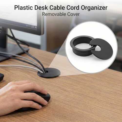 Andibro 6 unidades de pasacables para escritorio de 1,5 pulgadas, cubierta de orificio para cables de plástico para gestión de cables en mesas de computadora y estaciones de trabajo de oficina miniatura 5