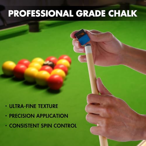 HMQQ Nano Technology Pool Cue Chalk – Professional Billiard Chalk for Tournaments, High Performance, Low Deflection, Durable, Reduces Miscues,2 Pack(2 Boxes, 4 Cubes Total)