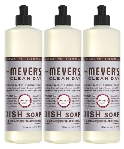 Mrs. Meyer's Liquid Dish Soap, Biodegradable Formula, Lavender, 16 Fl. Oz - Pack Of 3 #TOP1