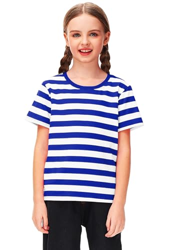 Image of Deerose Kids Striped Shirts Short Sleeve Boy Girls July 4th Patriotic Tee Top 3-14 Years