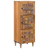 vidaXL Highboard mit Speicher Natur 40 x 33 x 110 cm Massivholz Mango, Stylische Esszimmer-Aufbewahrung, rechteckiger moderner Hochschrank, praktischer Utility-Schrank, zeitgem&auml;&szlig;es Holz-M&ouml;bel